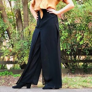 Joseph Ribkoff Black Palazzo Pants Chiffon Overlay